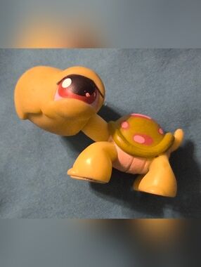Vintage Littlest Pet Shop #7 Green Turtle Pink Shell Spots Authentic LPS